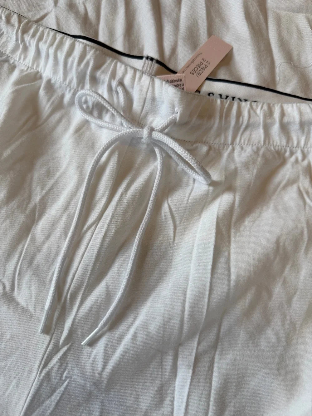 NWT Victoria's Secret White Logo Tee & Shorts Pajama Set Extended Size XXL Cotto - Picture 5 of 8